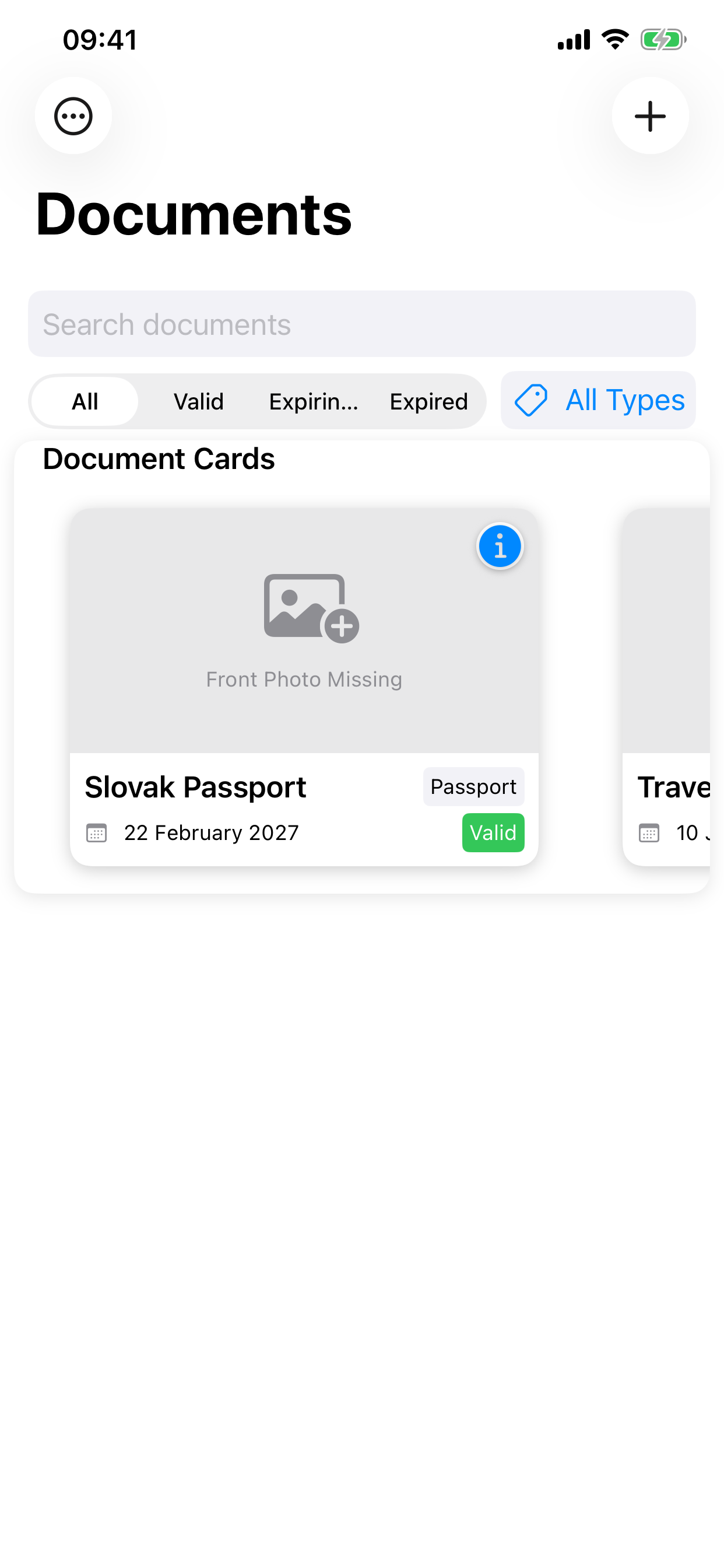 Expiry Fairy document list with status filters and document cards